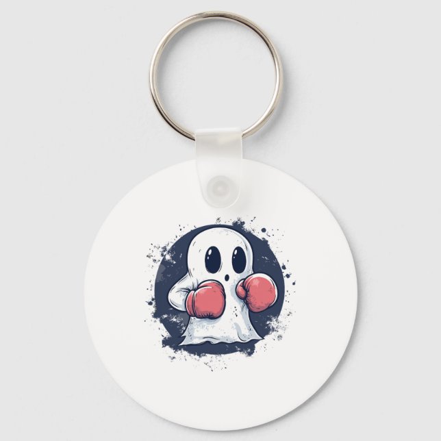Cute Boxing Ghost Art  Key Ring (Front)