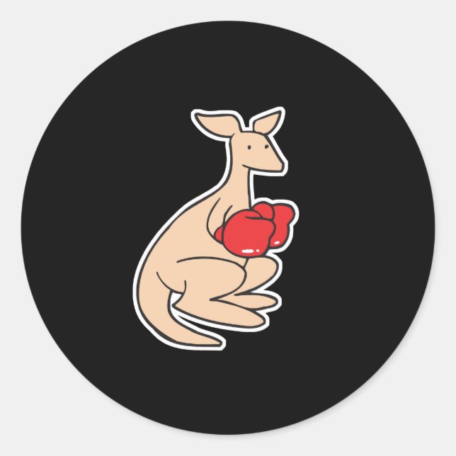 cute boxing kangaroo classic round sticker (Front)