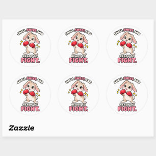 Cute boxing rabbit ready to fight classic round sticker