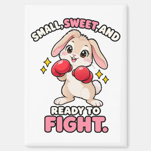 Cute boxing rabbit ready to fight magnet