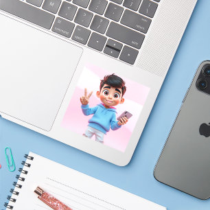 Cute boy 3d Custom-Cut Vinyl Sticker