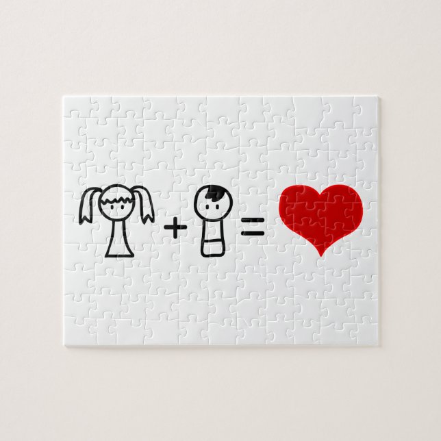 Cute boy and girl love doodle jigsaw puzzle (Horizontal)