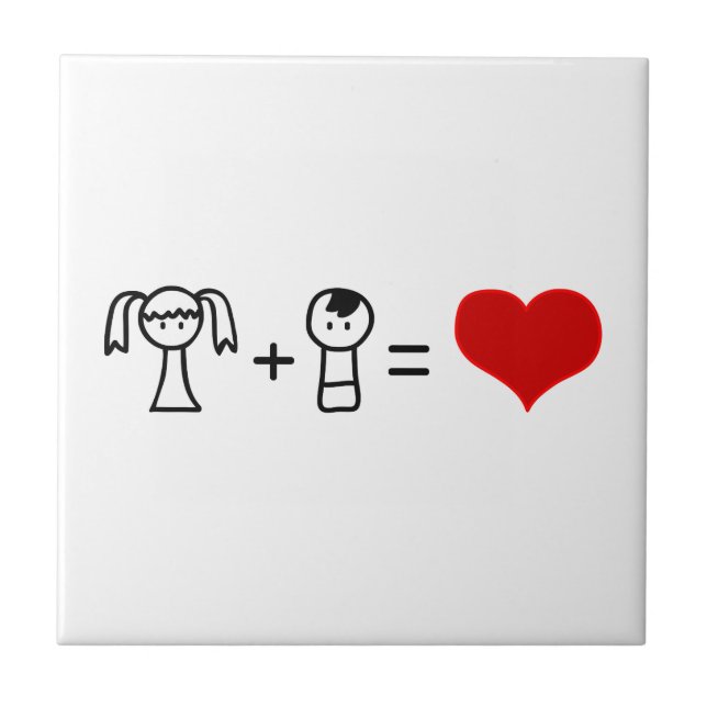 Cute boy and girl love doodle tile (Front)