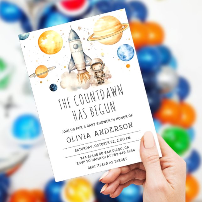 Cute Boy Astronaut Space Baby Shower Invitation (Creator Uploaded)