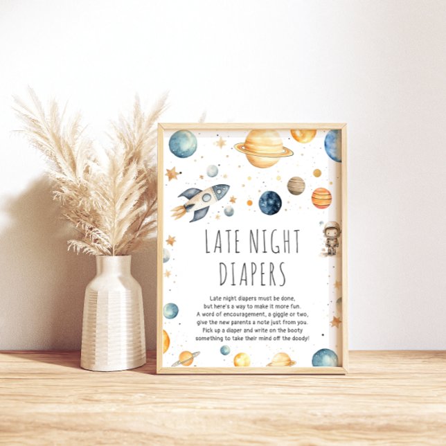 Cute Boy Astronaut Space Baby Shower Poster (Creator Uploaded)