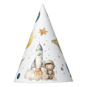 Cute Boy Astronaut Space Birthday Party Hat