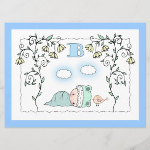 Cute Boy Baby shower Invites Baby and Bird