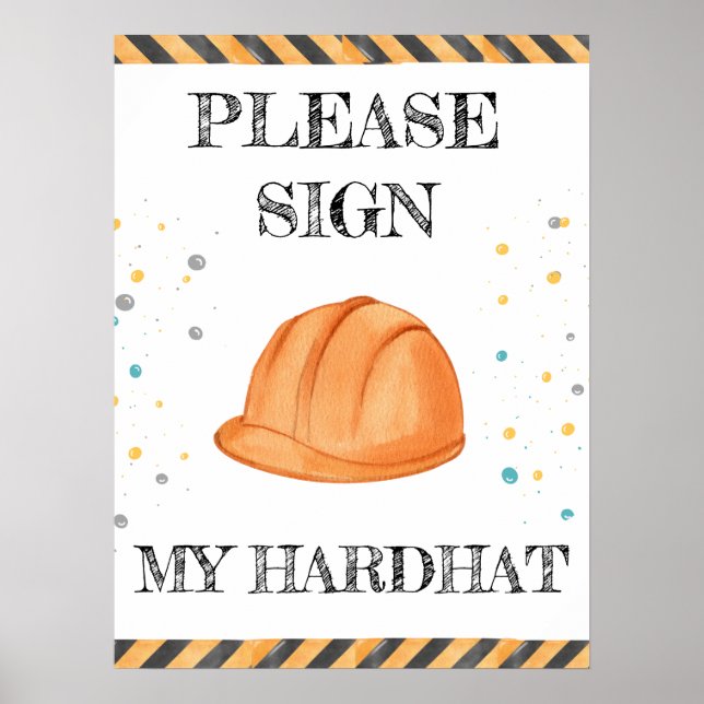 Cute Boy Birthday Construction Vehicles Party Poster (Front)