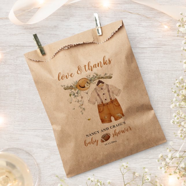 Cute Boy Boho Football Watercolor Baby Shower Favour Bag (Clipped)
