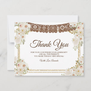 Cute Boy Brown Mexican Baptism & 1st Birthday  Thank You Card