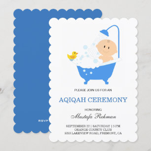 Cute Boy Bubble Bath Aqiqah Invitation