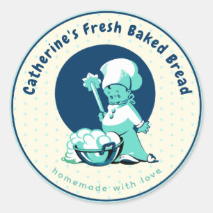 Cute Boy Chef Homemade Bread Bakery Classic Round Sticker