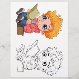 Cute boy colouring page