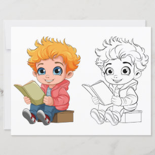 Cute boy colouring page