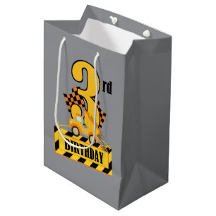 Cute boy construction 3rd Birthday Medium Gift Bag