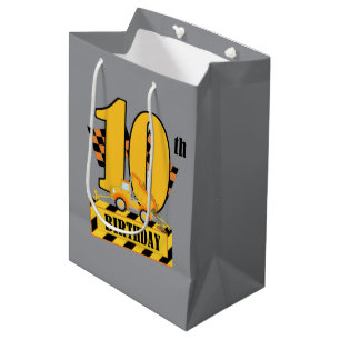 Cute boy construction Birthday 10th Medium Gift Bag