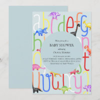 Cute Boy Dinosaur and Alphabet Baby Shower