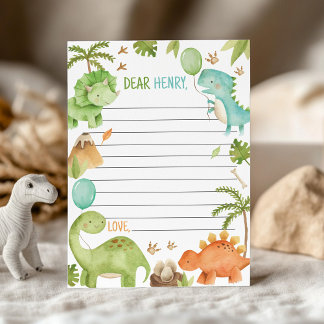 Cute  Boy Dinosaur Time Capsule Note Message Card