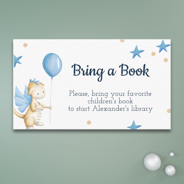 Cute Boy Dragon Balloon Bring a Book Enclosure Card (Creator Uploaded)