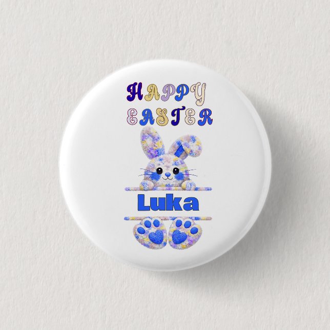 Cute Boy Easter Bunny Personalize 3 Cm Round Badge (Front)