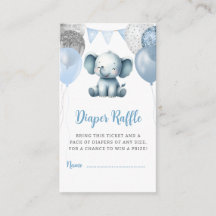 Cute Boy Elephant Baby Shower Diaper Raffle