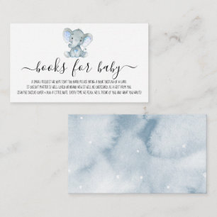 Cute Boy Elephant Books for Baby Shower Request Enclosure Card
