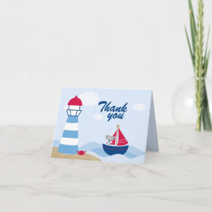 Cute boy elephant sailor thank you folded card