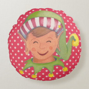 Cute Boy Elf Christmas Pillow