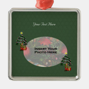 Cute Boy Elf Tree Holiday Photo Ornament