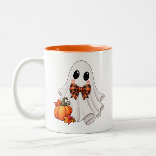 Cute Boy Ghost Halloween Mug Pumpkin & Orange