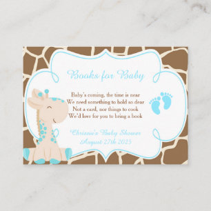 Cute Boy Giraffe Book Request for Baby Shower Enclosure Card