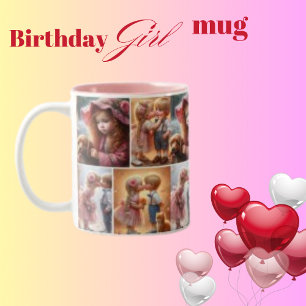 Cute Boy Girl Photo Collage Two Tone Mug