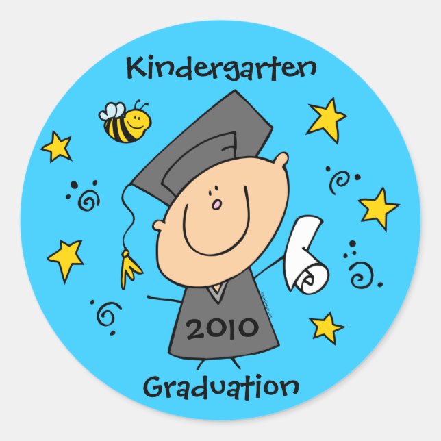 Cute Boy Grad Custom Classic Round Sticker (Front)