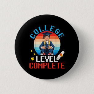 Cute Boy Graduation Gamer College Level Complete S 6 Cm Round Badge