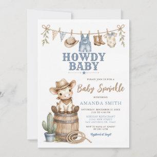 Cute Boy Howdy Baby Cowboy Baby Sprinkle  Invitation
