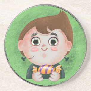 Cute boy in a monster Halloween costume Candy Tin Coaster