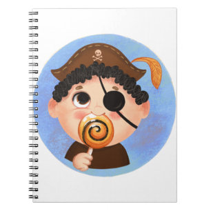 Cute boy in a pirate Halloween costume Notebook