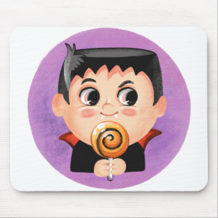 Cute boy in a vampire Halloween costume Mouse Pad