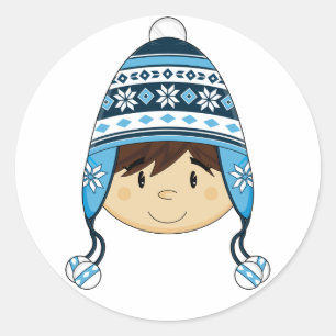 Cute Boy in Bobble Hat Sticker