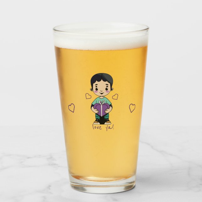 Cute Boy Kiss Glass (Front Filled)