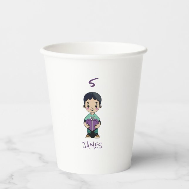 Cute Boy Kiss Paper Cups (Front)