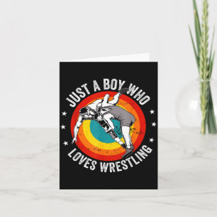 Cute Boy Loves Wrestling Funny Wrestler Card
