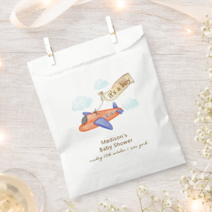 Cute Boy Minimal Aviator Airplane Baby Shower Favour Bag