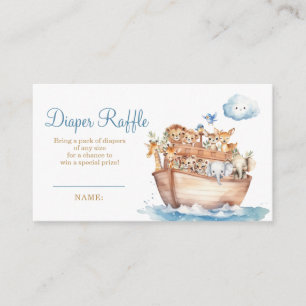 Cute Boy Noah's Ark Baby Shower Diaper Raffle Enclosure Card