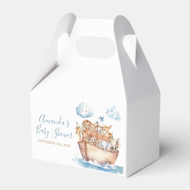 Cute Boy Noah's Ark Baby Shower Favour Box (Front Side)