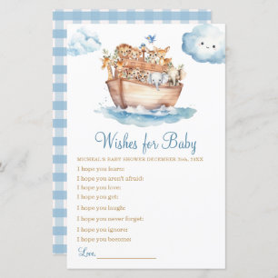 Cute Boy Noah's Ark Baby Shower Wishes for Baby