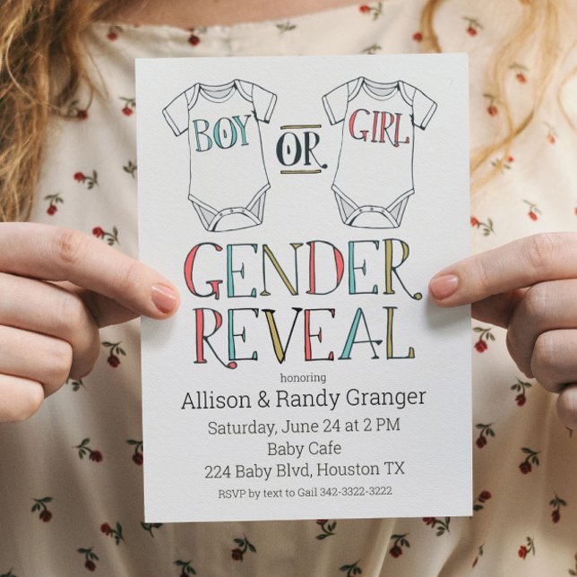 Cute Boy or Girl Bodysuit Gender Reveal Invitation (Creator Uploaded)