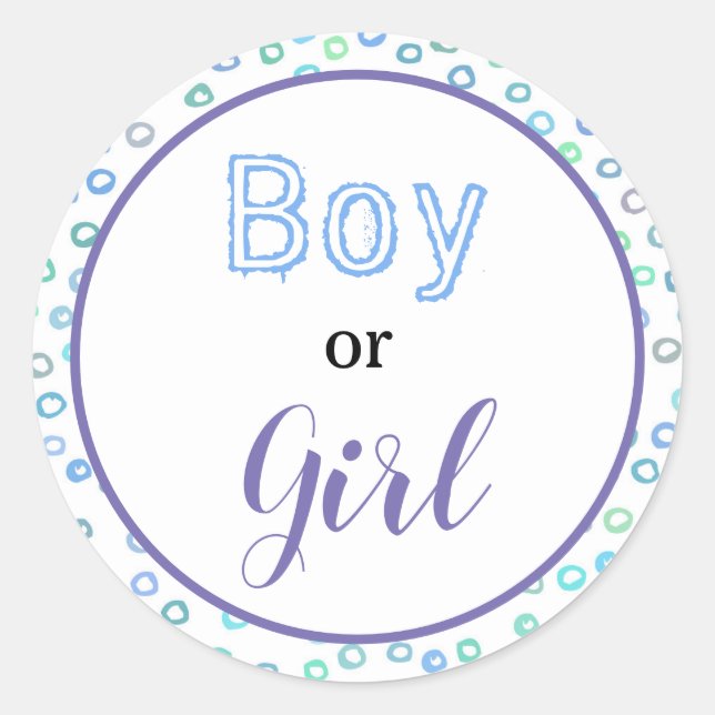 Cute Boy or Girl Gender ReveaI Classic Round Sticker (Front)