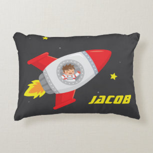 Cute Boy Outer Space Rocket Kids Bedroom Decor Decorative Cushion