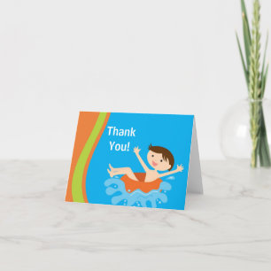 Cute Boy Pool Party Thank You Note Card